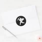 Zwarte Cupido Cameo Ronde Sticker (Envelop)