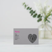 ZWARTE CUPIDO KANTEN HART MONOGRAM Roze Grijs Papi Visitekaartje (Staand voorkant)
