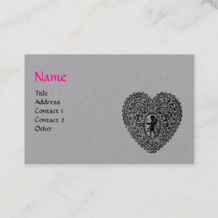 ZWARTE CUPIDO KANTEN HART MONOGRAM Roze Grijs Papi Visitekaartje