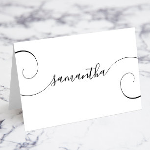 Zwarte Curly Handtekening Individuele Naam Plaats  Kaart