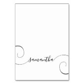 Zwarte Curly Handtekening Individuele Naam Plaats  Kaart (Voorkant)