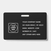 Zwarte Custom ID | Modern Minimalistisch Personeel Badge (Achterkant)