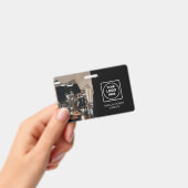 Zwarte Custom ID | Modern Minimalistisch Personeel Badge (Handheld)