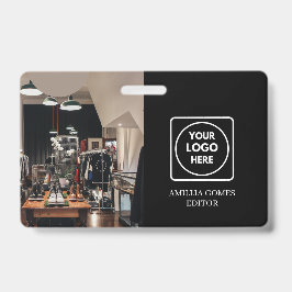 Zwarte Custom ID | Modern Minimalistisch Personeel Badge