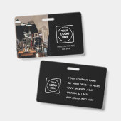 Zwarte Custom ID | Modern Minimalistisch Personeel Badge (Voor- en achterkant)