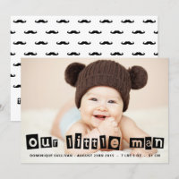 Zwarte Cut-Out Typografie Baby Boy Foto Geboorte