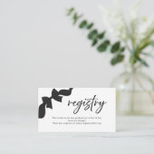 Zwarte Cute Bow Bruiloftsshower Cadeauregister Informatiekaartje (Staand voorkant)