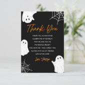 Zwarte Cute Ghost Spoky Verjaardag Bedankkaart (Staand voorkant)