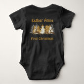 Zwarte Cute Gold Bomen Hert Baby Eerste Kerstmis B Romper (Achterkant)