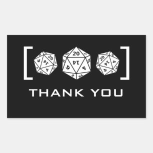 Zwarte D20-desktop gamer Hartelijk dank, Stickers