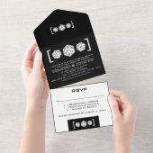 Zwarte D20-ijsgamer in één bruiloft All In One Uitnodiging (Afscheurbaar)