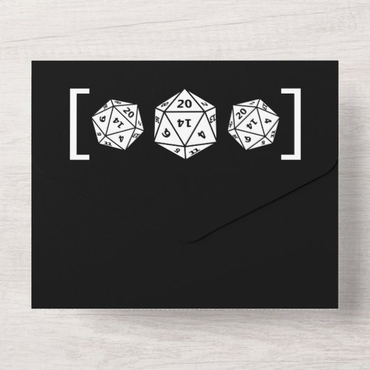 Zwarte D20-ijsgamer in één bruiloft All In One Uitnodiging (Achterkant)