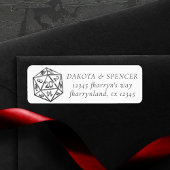 Zwarte D20-rit | RPG Tabletop Fantasy Dice Address Etiket