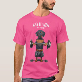 Zwarte Dachshond Hond Spier Training Gewichtheffen T-shirt