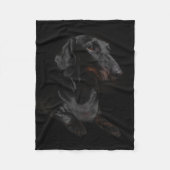 zwarte dachshund fleece deken (Voorkant)