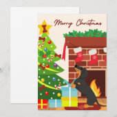 Zwarte Dachshund kerstboom Dog koekjes Funny Feestdagenkaart (Voorkant / Achterkant)