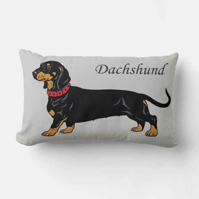 zwarte dachshund kussen (Voorkant)