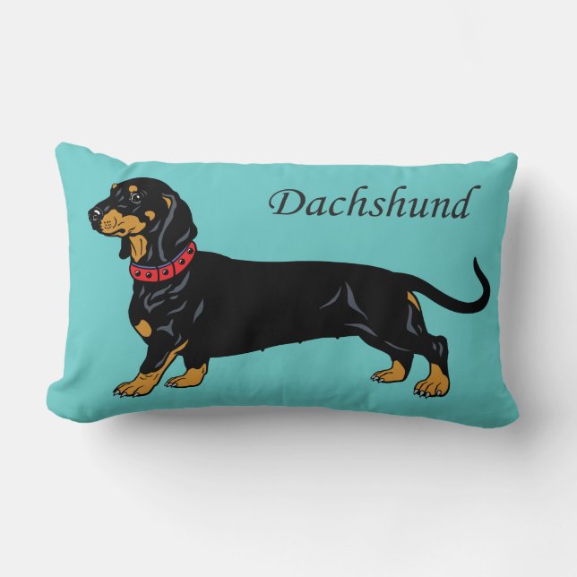 zwarte dachshund kussen (Voorkant)