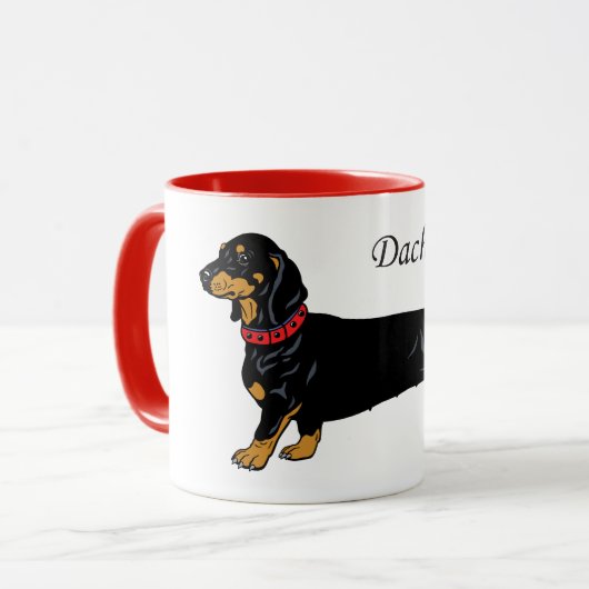 zwarte dachshund mok (Voorkant links)