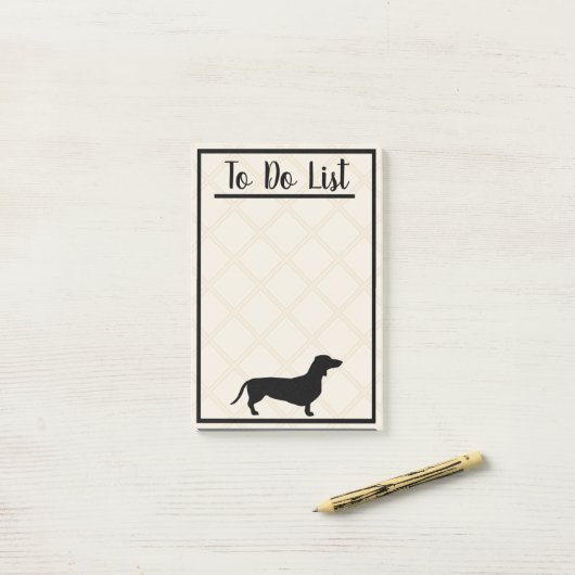Zwarte Dachshund om lijst te doen Post-it® Notes (Op bureau)