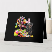 Zwarte Dachshund Paaseieren Boom Honden Bunny Pase Kaart (Voorkant)
