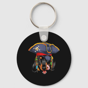 Zwarte Dachshund Piraat Grappige Halloween Wiener  Sleutelhanger