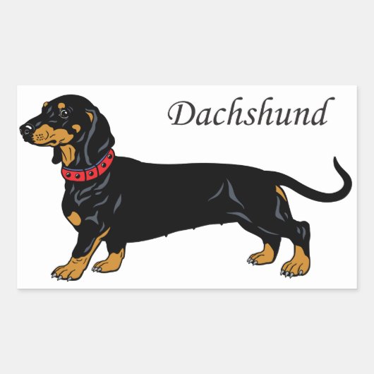 zwarte dachshund rechthoekige sticker (Voorkant)