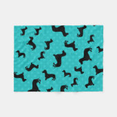 Zwarte dachshund turquoise polka dots fleece deken (Voorkant (Horizontaal))