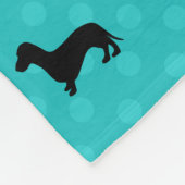 Zwarte dachshund turquoise polka dots fleece deken (Hoek)