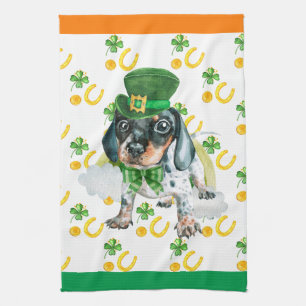 Zwarte Dachshund Vakantie Huis Decoratie St. Patri Theedoek