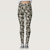 Zwarte Dag van het dode Skulls Pattern Leggings (Voorkant)