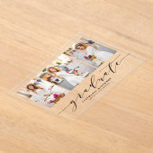 Zwarte Dainty Script Drie Foto Afstuderen Acryl Uitnodigingen (Laagn)