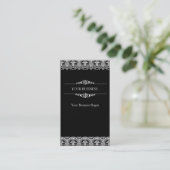 Zwarte Damasekaartsjabloon Visitekaartje (Staand voorkant)