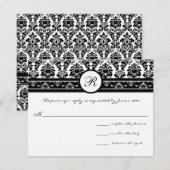  Zwarte Damasgrenzen RSVP Kaartje (Voorkant / Achterkant)