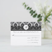 Zwarte Damasgrenzen RSVP Kaartje (Staand voorkant)