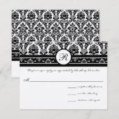  Zwarte Damasgrenzen RSVP Kaartje (Voorkant / Achterkant)
