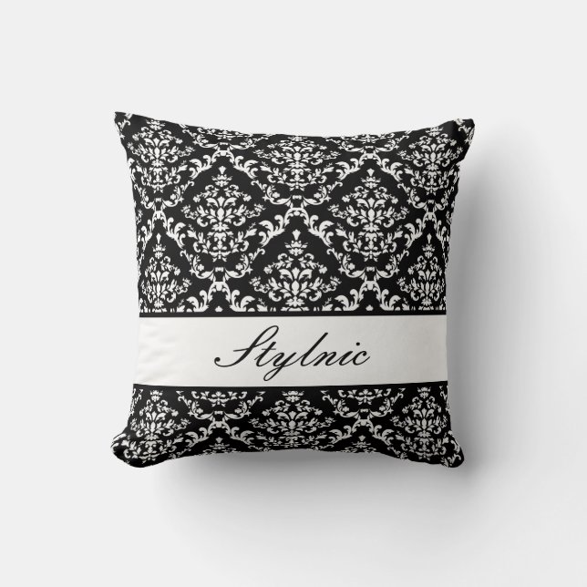 Zwarte Damask #1 @ Stylnic aanpasbaar Kussen (Voorkant)