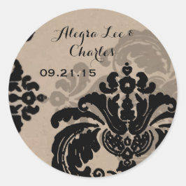  zwarte Damask bruine Sticker voor bruiloft
