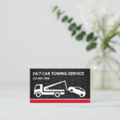 Zwarte Damask Car Towing Service Sleepwagen Visitekaartje (Staand voorkant)