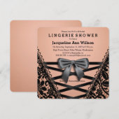 Zwarte Damask Corset Lingerie Shower Aankondiging (Voorkant / Achterkant)