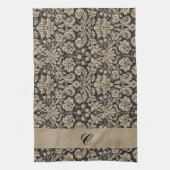 Zwarte Damask Dark Pattern Strip Theedoek (Verticaal)