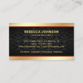 Zwarte Damask Faux Gold Foil Red Crown Visitekaartje (Achterkant)