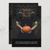 Zwarte Damask Halloween-fotokaart Kaart (Voorkant / Achterkant)