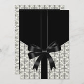 Zwarte Damask Lace Bow Wedding 5x7 Uitnodigingen (Voorkant / Achterkant)