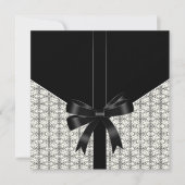 Zwarte Damask Lace Bow Wedding Kaart (Voorkant)