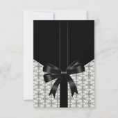 Zwarte Damask Lace Bow Zwart Wit RSVP (Voorkant)