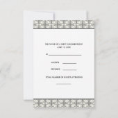 Zwarte Damask Lace Bow Zwart Wit RSVP (Achterkant)