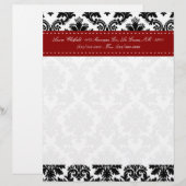 Zwarte Damask Lace Broquade briefhoofd briefpapier (Voorkant / Achterkant)