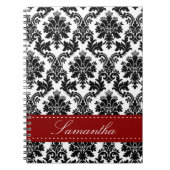 Zwarte Damask Lace Broquade Brocade Spiral Notitie Notitieboek (Voorkant)