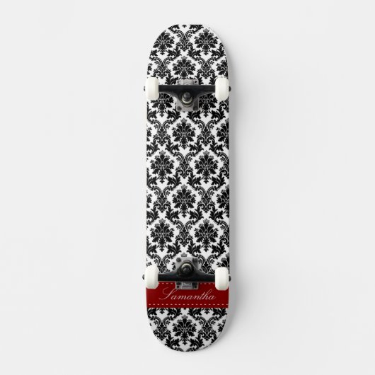 Zwarte Damask Lace Broquade Old School Skateboard (Voorkant)